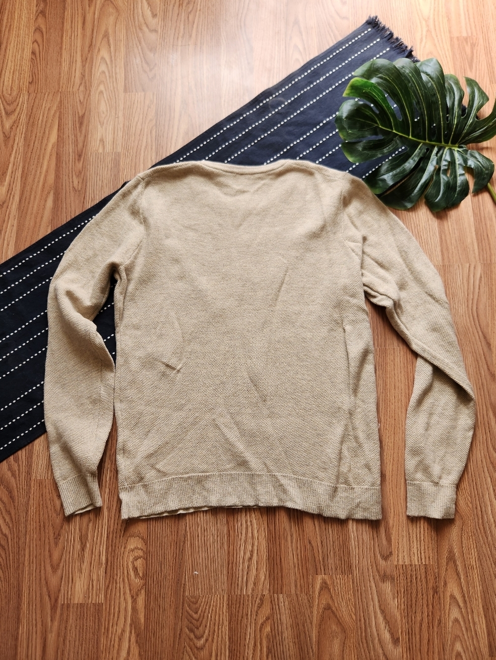 Marine Layer Merino Blend Crewneck Sweater Tee Long Sleeve Tan Beige Size Medium - Picture 3 of 7